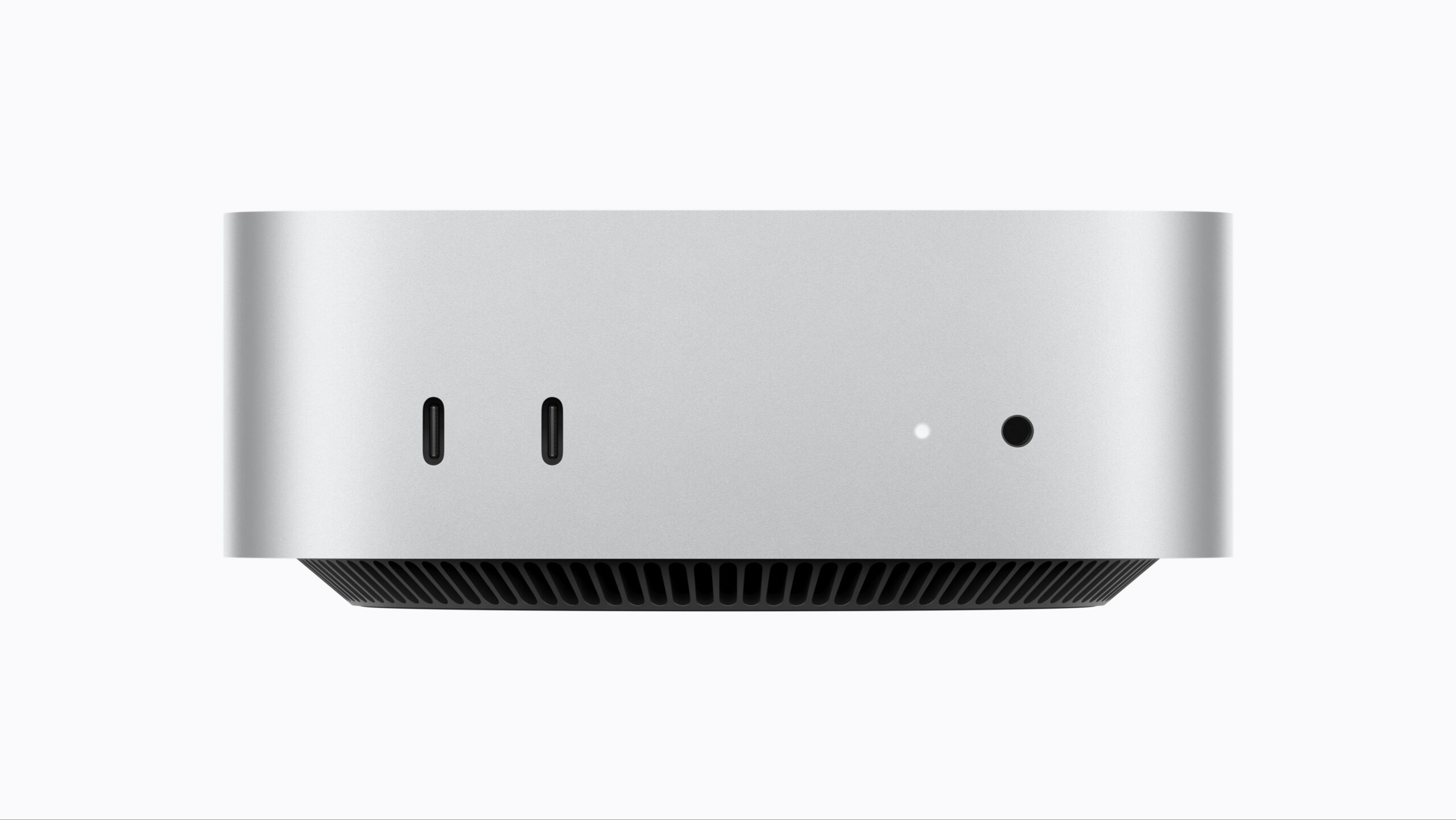 2026 Mac mini M6·M5 Pro의 전면 USB-C 포트와 헤드폰 단자