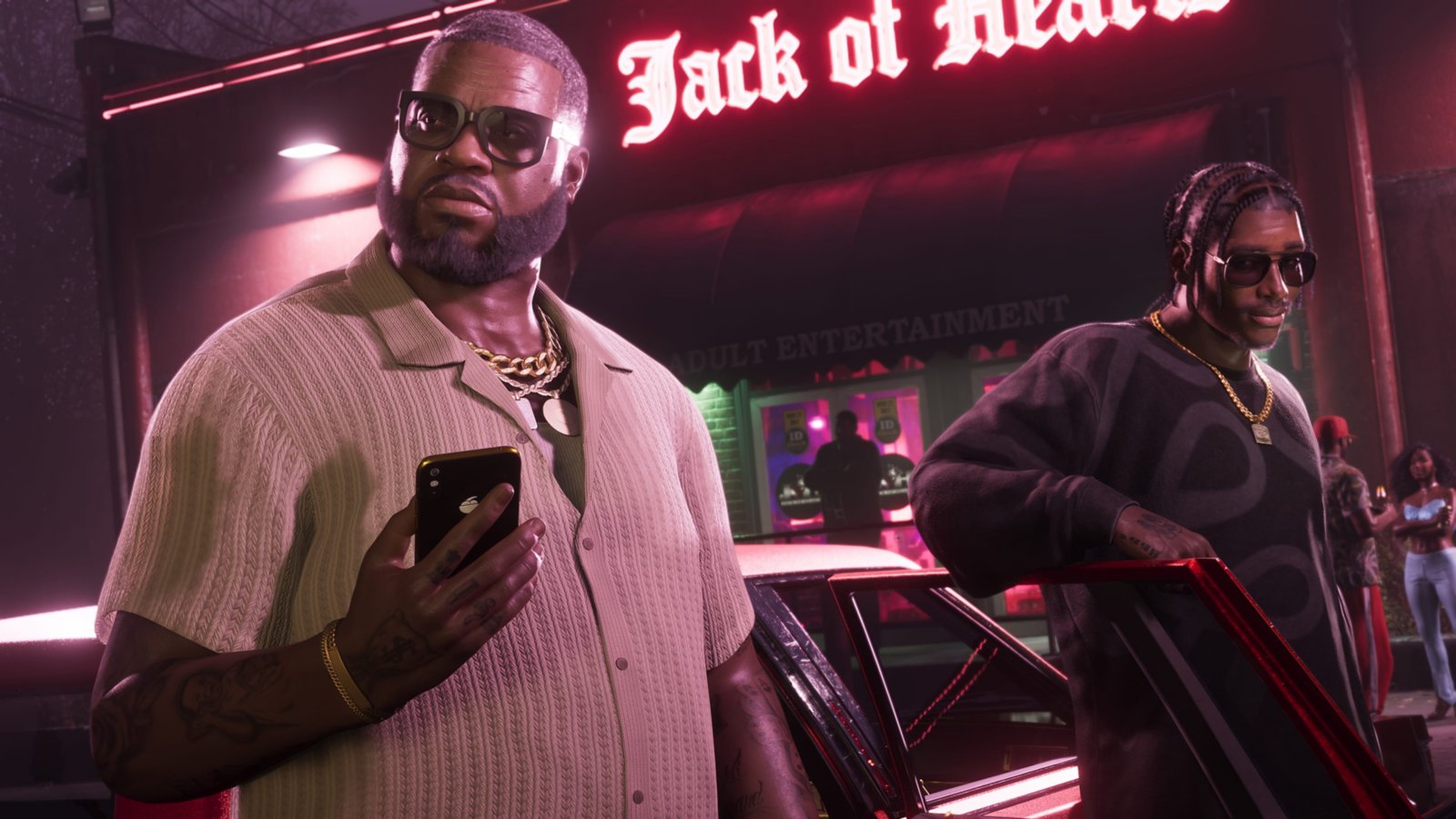 Grand Theft Auto VI의 도심 차량과 인물 공식 스크린샷