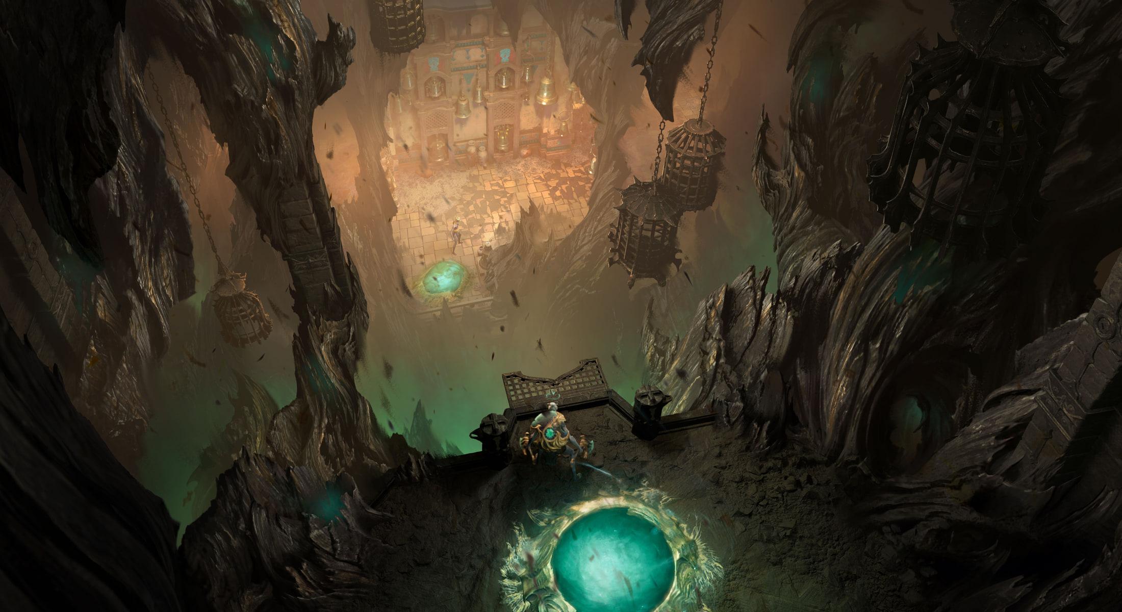 알케론의 Tower와 전투의 불안정한 분위기를 표현한 공식 Concept Art