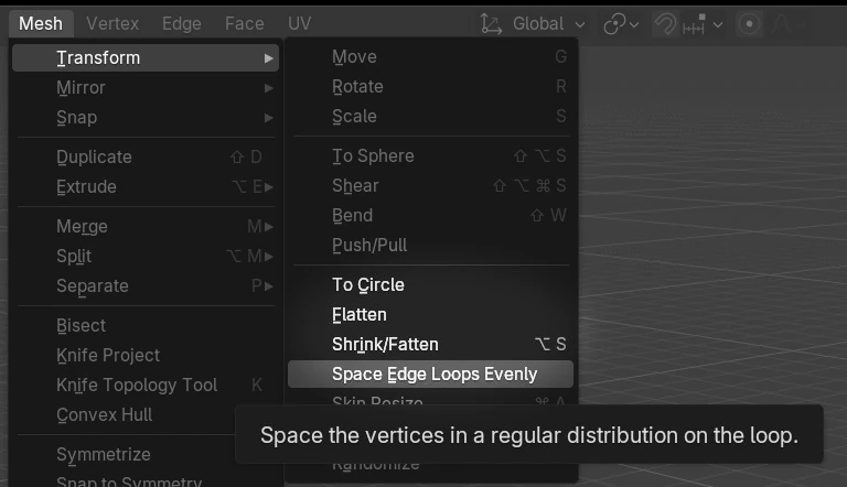 Blender 5.2에 통합된 LoopTools 화면