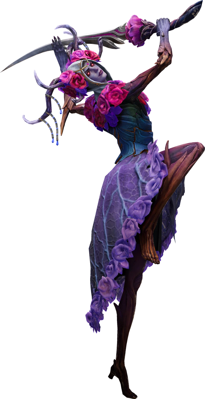 알케론 달라가 Dancing Blade를 들고 공격 자세를 취한 공식 Character Art