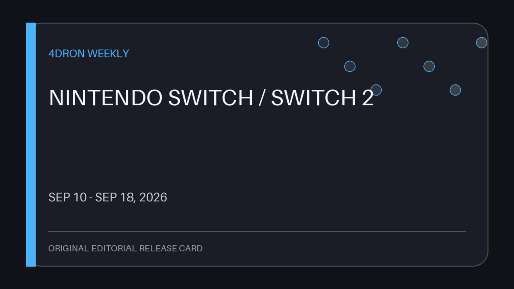 4DRON 2026년 9월 Nintendo Switch 신작 주간 일정