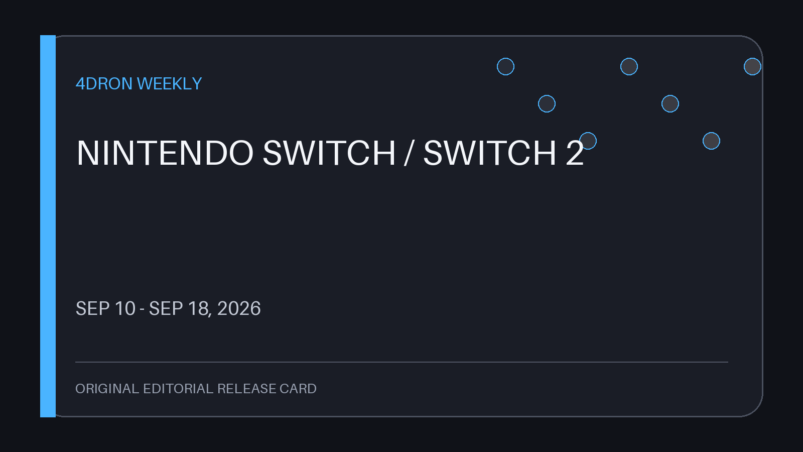 4DRON 2026년 9월 Nintendo Switch 신작 주간 일정