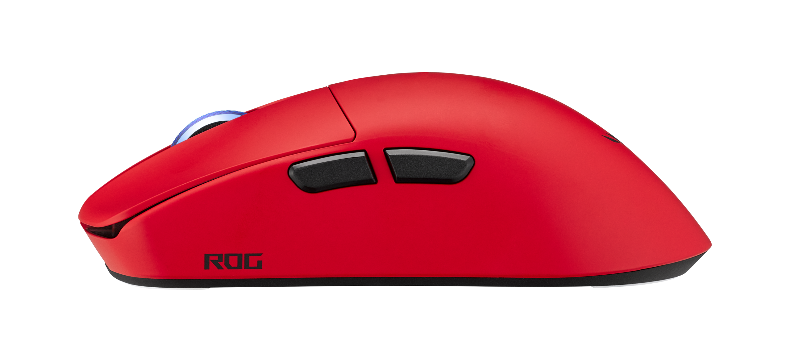 ROG Harpe II Ace Lava Red 측면 버튼과 등 곡선