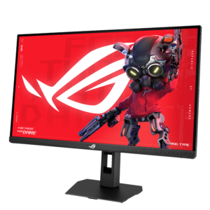 ROG Strix XG27ACNS 게이밍 모니터의 전면과 스탠드
