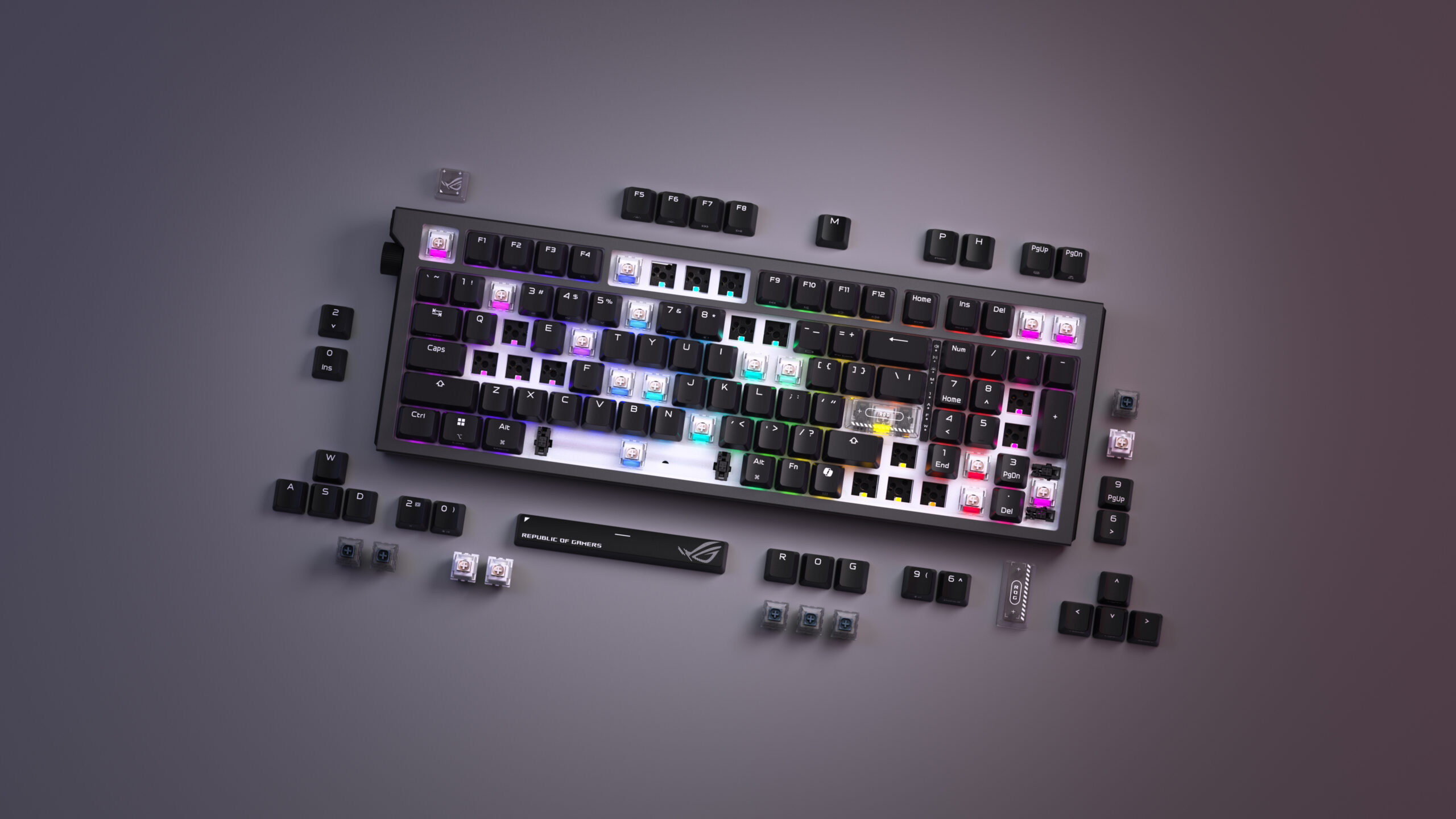 ROG Strix Morph 96 Wireless 키보드 분해 구조와 교체 가능한 키캡·스위치