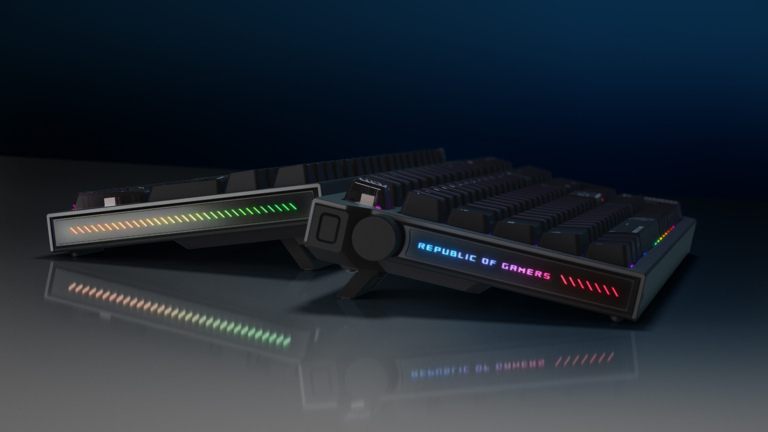 ROG Strix Morph 96 Wireless 측면 RGB 라이트바와 다이얼