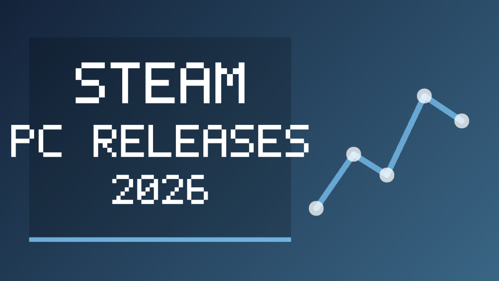 Steam PC 게임의 2026년 출시 일정을 추상 차트와 글자로 정리한 정보 카드