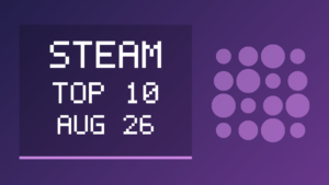 Steam 동시 접속자 상위 10개 순위를 추상 차트와 글자로 정리한 정보 카드