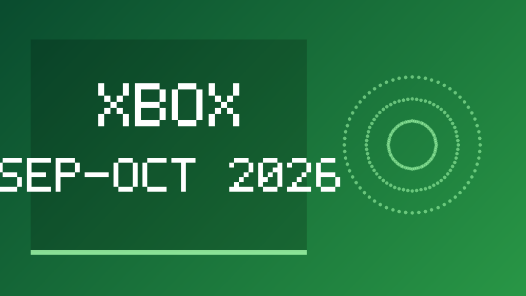 Xbox와 Game Pass의 2026년 9~10월 일정을 추상 도형과 글자로 정리한 정보 카드