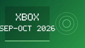 Xbox와 Game Pass의 2026년 9~10월 일정을 추상 도형과 글자로 정리한 정보 카드