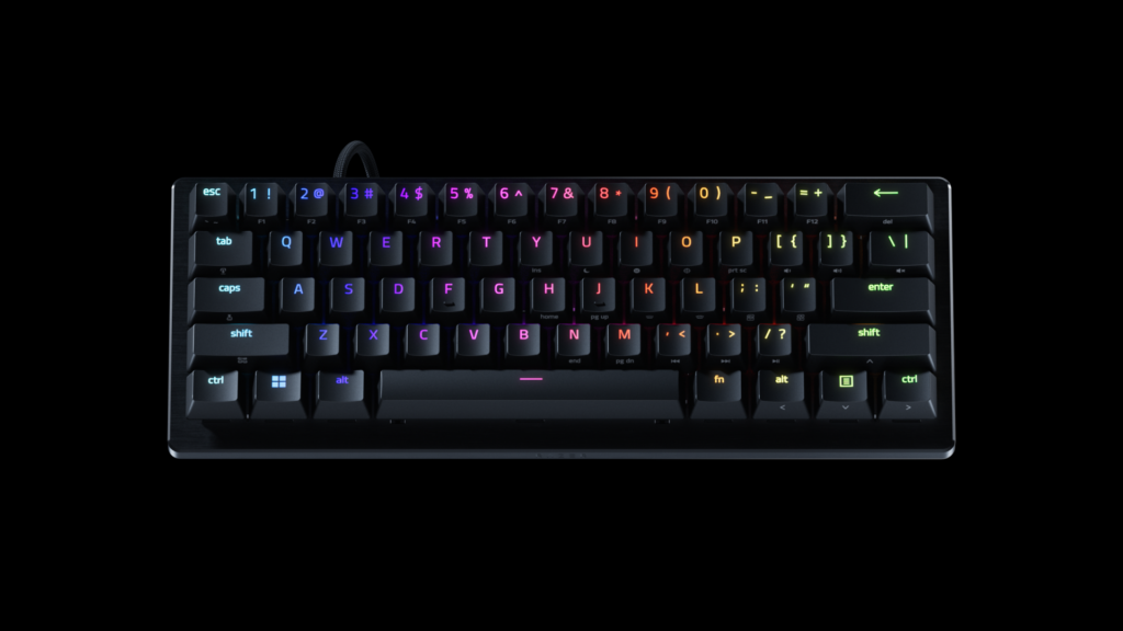 검은색 60% 배열의 Razer Huntsman V3 Pro Mini 8KHz 게이밍 키보드