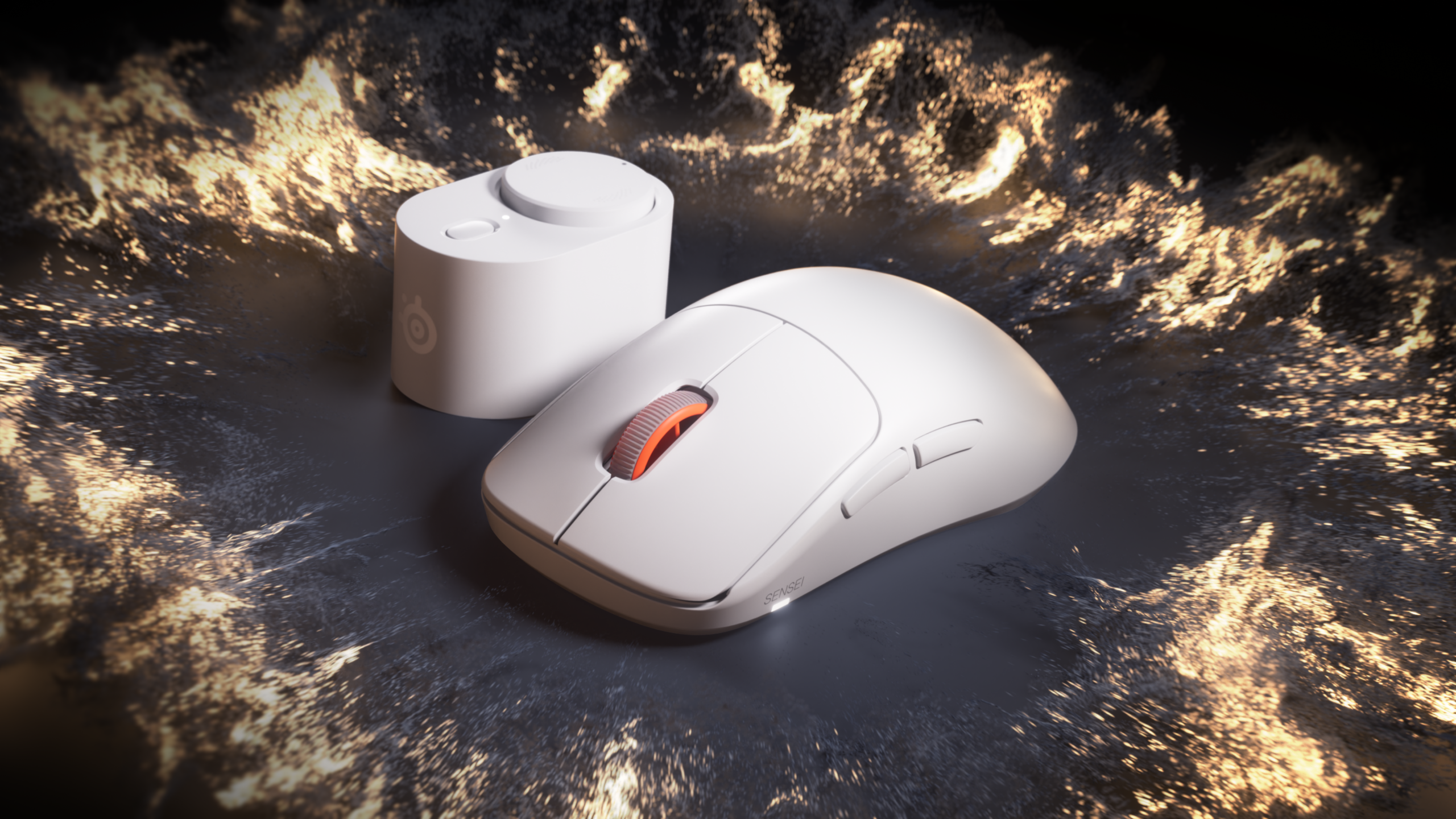 SteelSeries 공식 미디어 키트의 Sensei Pro 화이트 게이밍 마우스
